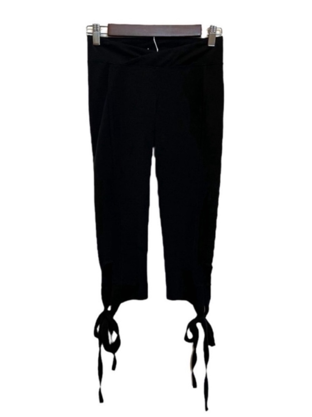 Free People Movement Leggings Cropped Black Size Small Tie Hem Boho Cotton Blend
